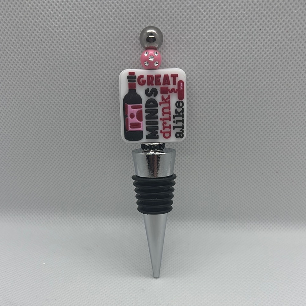 Handmade Silicone Focal Bead Wine Bottle Stopper with Fun Quote